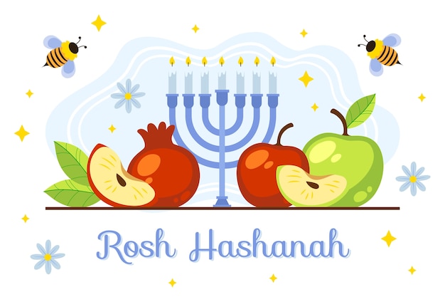 Free Vector flat background for rosh hashanah jewish new year celebration