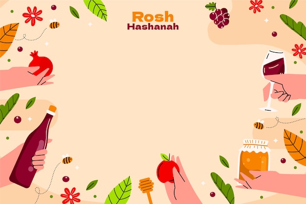 Free Vector flat background for rosh hashanah jewish new year celebration