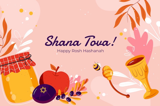 Free Vector flat background for rosh hashanah jewish new year celebration