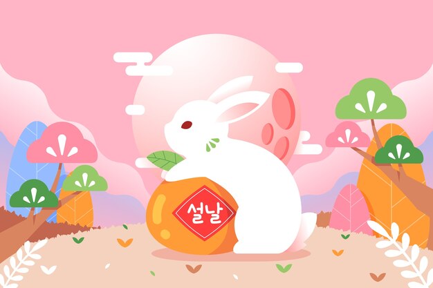 Flat background for seollal festival