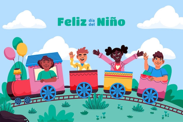 Free Vector flat background in spanish for childrens day celebration