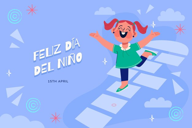 Flat background in spanish for childrens day celebration