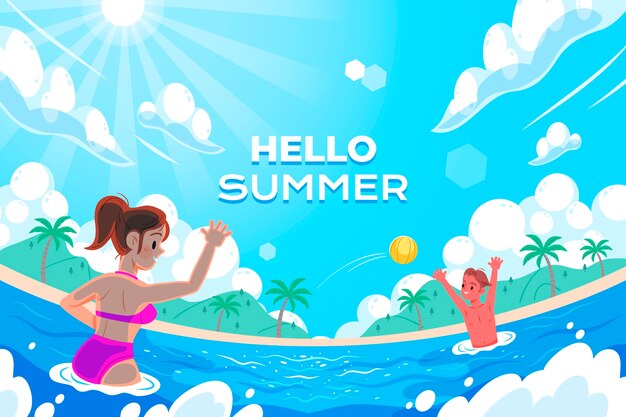 Flat background for summer season celebration