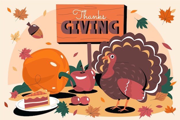 Free vector flat background for thanksgiving celebration