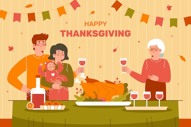 Free Vector flat background for thanksgiving celebration