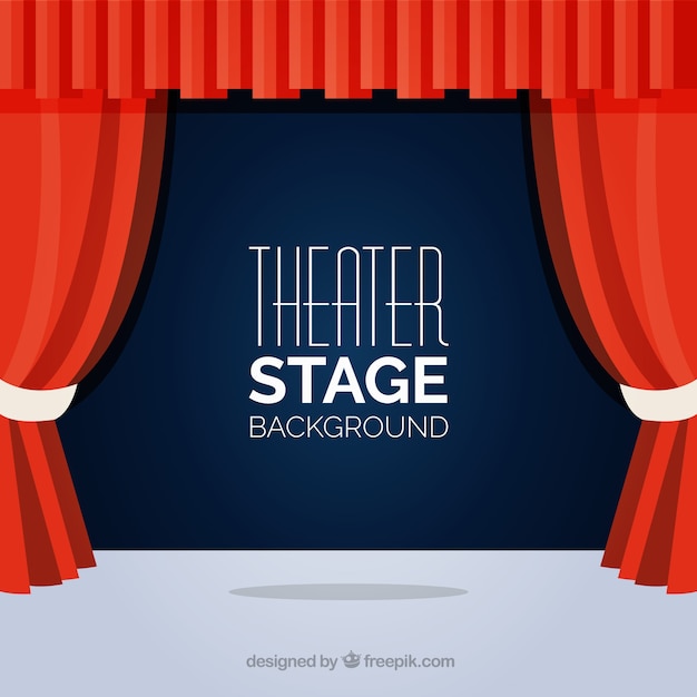 Free vector flat background of theater stage with red curtains