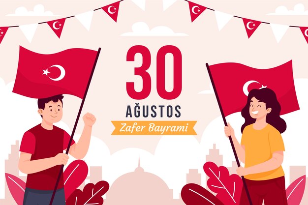 Flat background for turkish armed forces day celebration