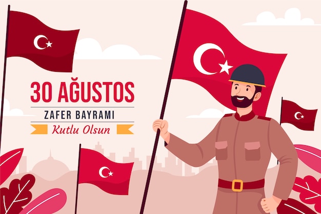 Flat background for turkish armed forces day celebration