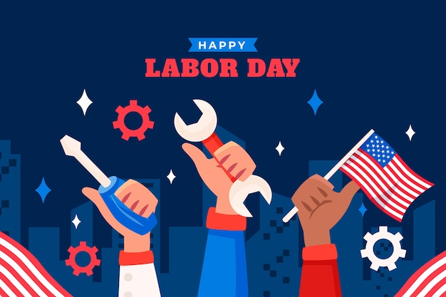 Flat background for us labor day celebration