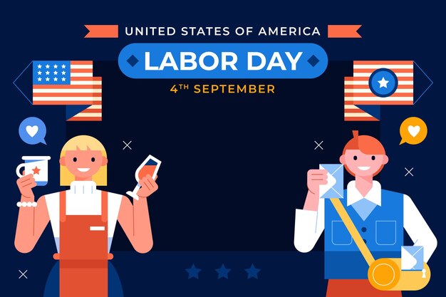 Flat background for us labor day celebration