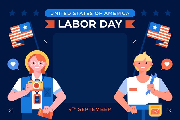 Flat background for us labor day celebration