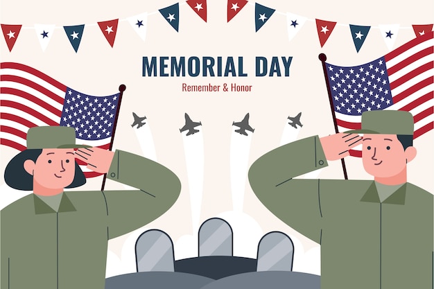 Free Vector flat background for usa memorial day celebration