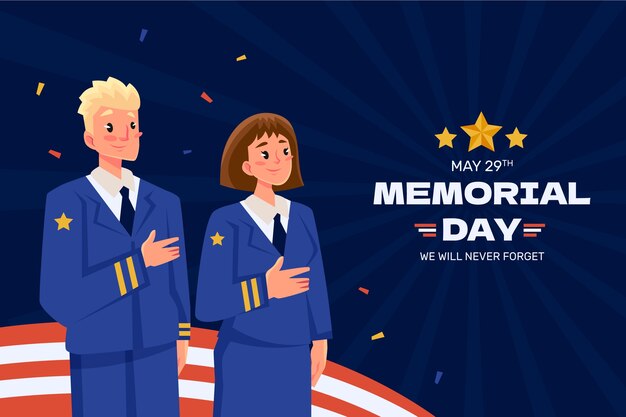 Flat background for usa memorial day holiday