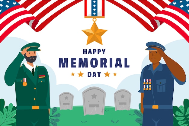 Free vector flat background for usa memorial day holiday