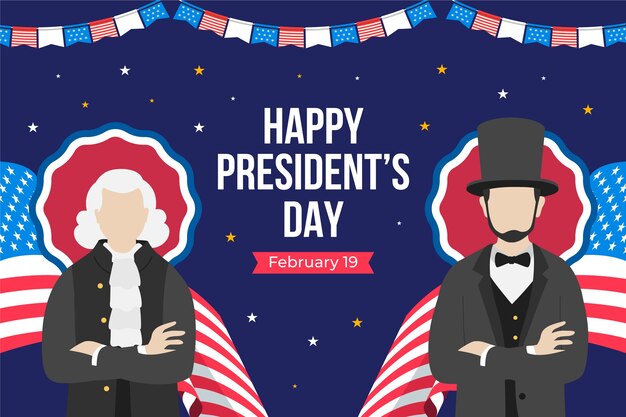 Flat background for usa presidents day holiday