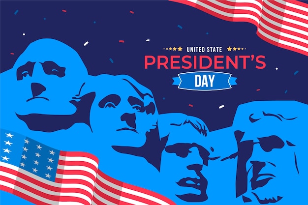 Flat background for usa presidents day holiday