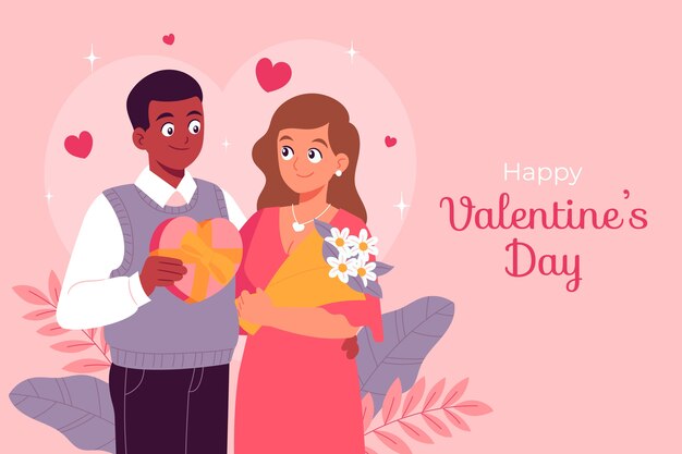 Flat background for valentines day celebration