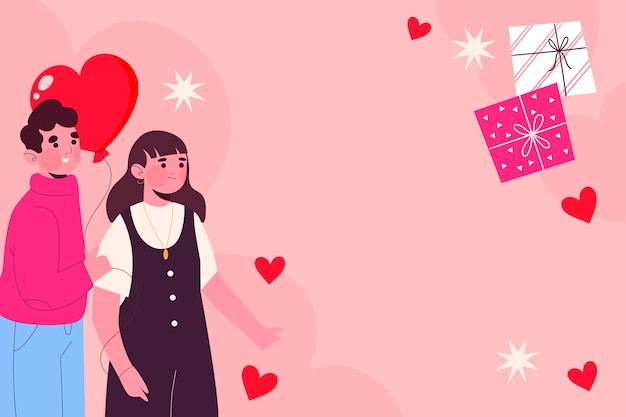 Flat background for valentines day celebration