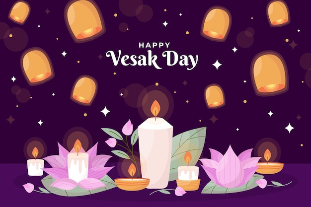 Free vector flat background for vesak festival celebration