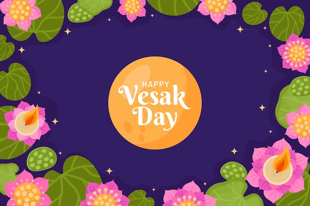 Flat background for vesak festival celebration