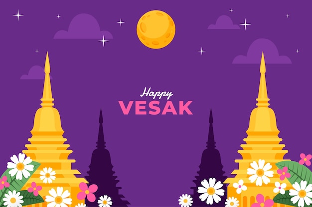 Free Vector flat background for vesak festival celebration