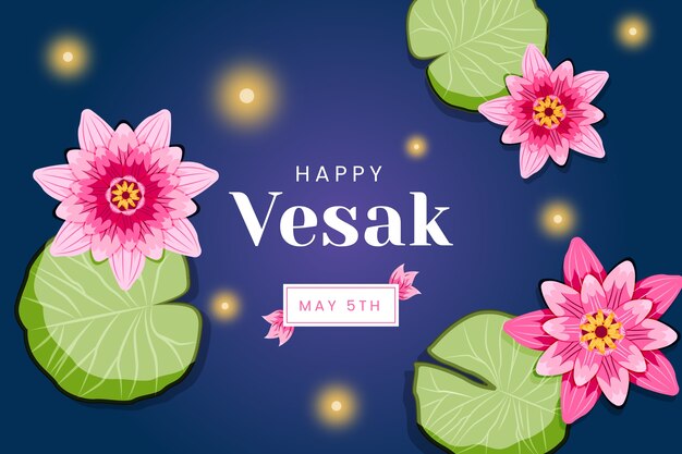 Flat background for vesak festival celebration