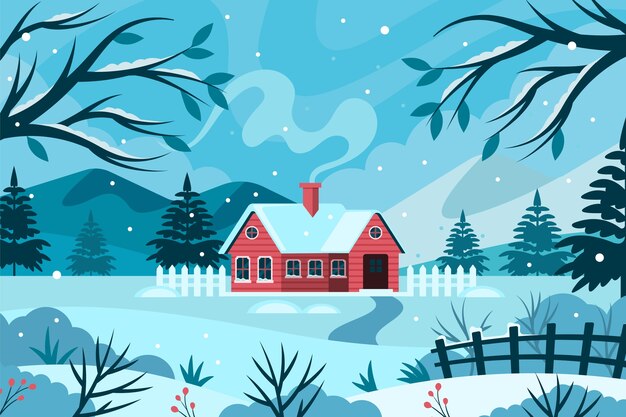 Flat background for winter season celebration