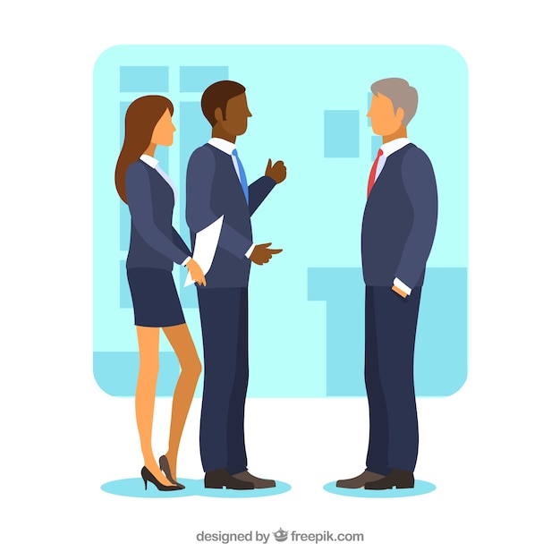 Flat background with business meeting