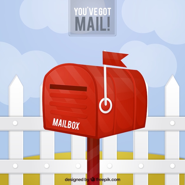 Free Vector flat background with mailbox and fence