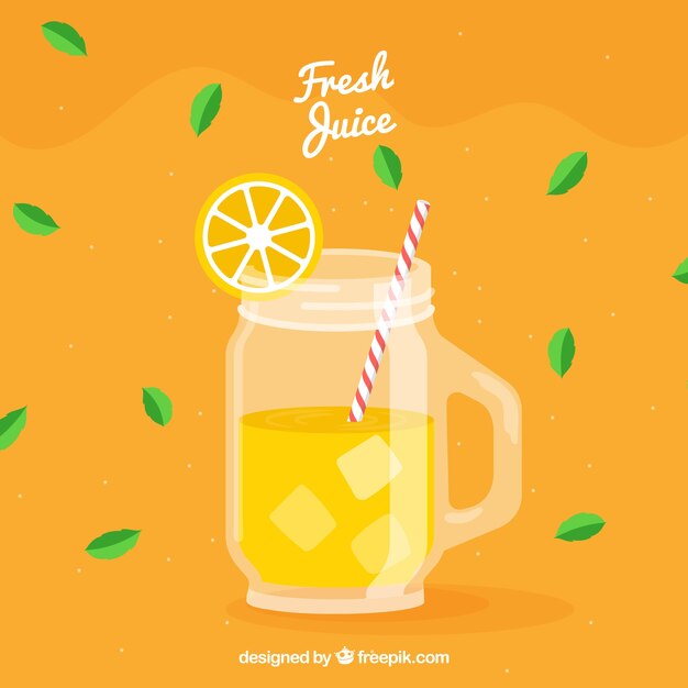 Flat background with orange juice