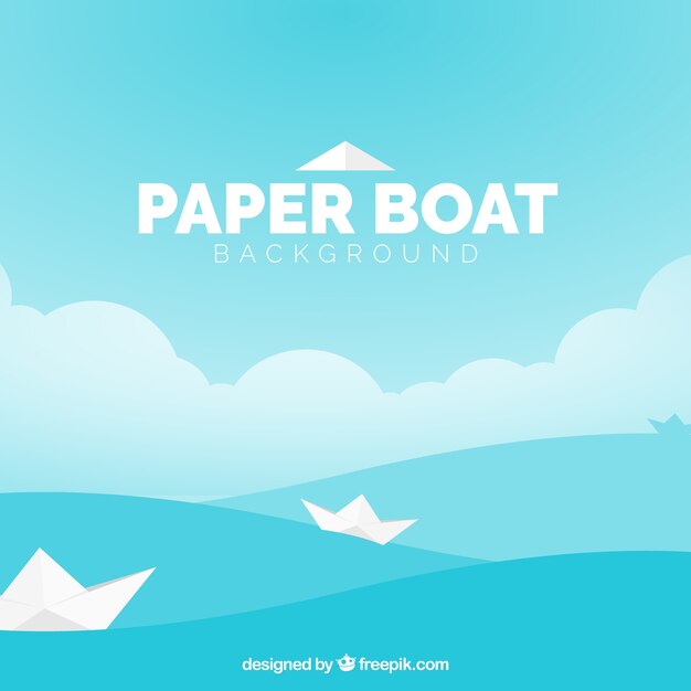  flat background with paper boats