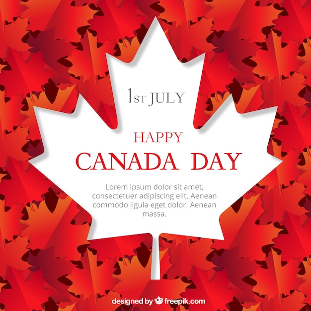 Flat background with white leaf for canada day