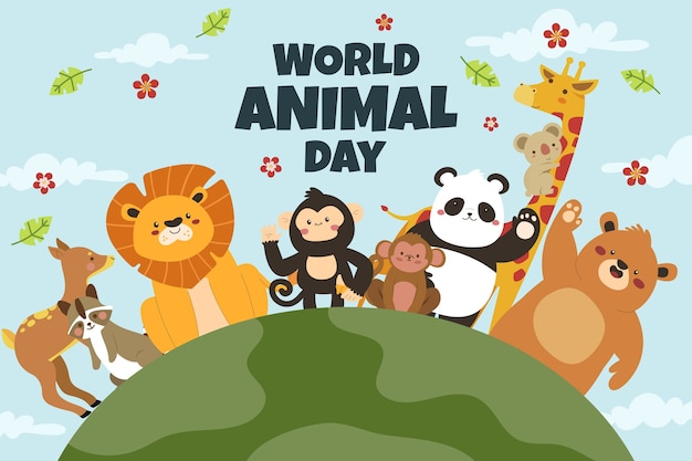 Flat background for world animal day celebration