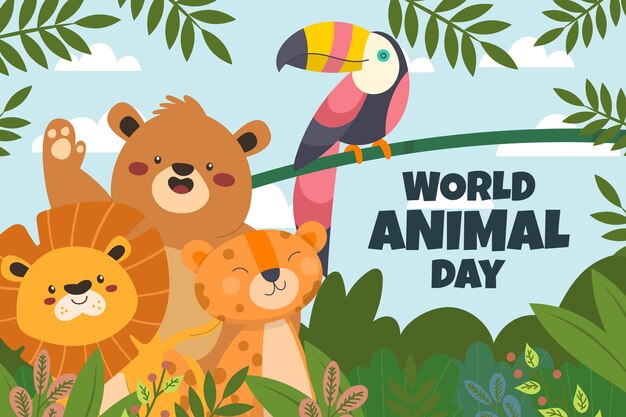 Flat background for world animal day celebration