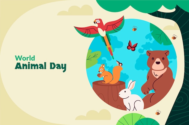 Free Vector flat background for world animal day celebration