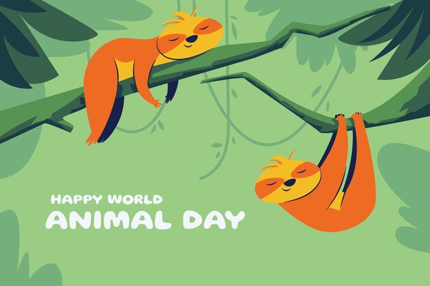 Flat background for world animal day celebration