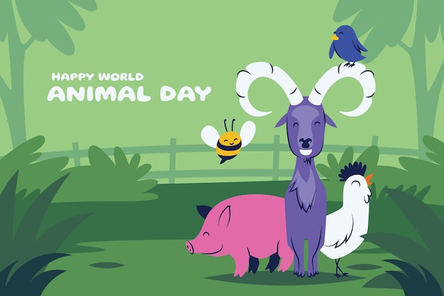 Flat background for world animal day celebration