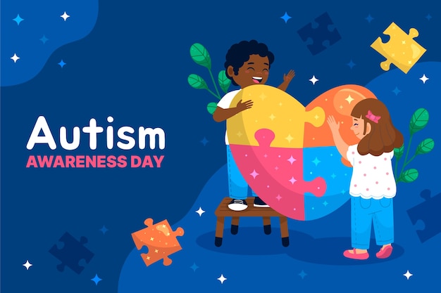 Flat background for world autism awareness day