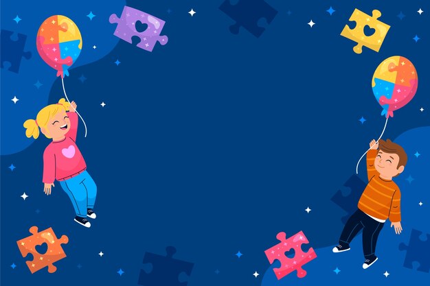 Flat background for world autism awareness day