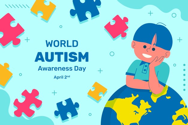 Flat background for world autism awareness day