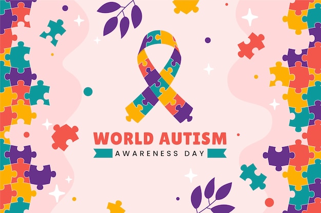 Flat background for world autism awareness day