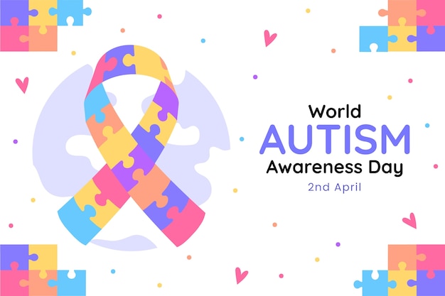 Flat background for world autism awareness day