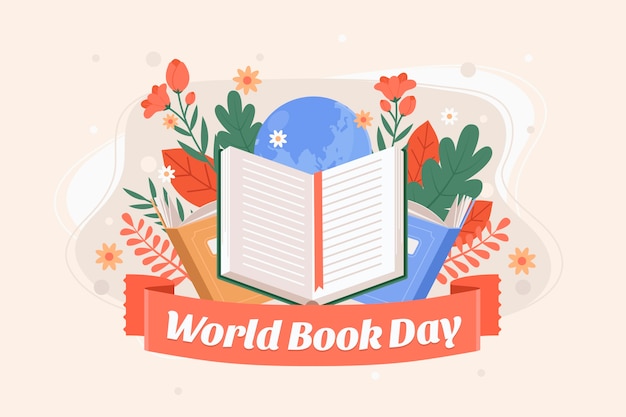 Flat background for world book day celebration