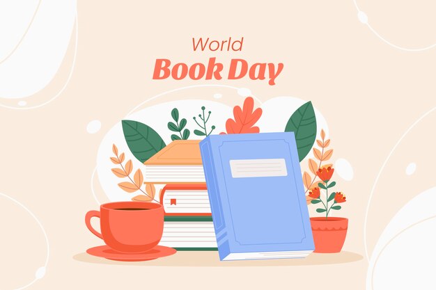 Flat background for world book day celebration