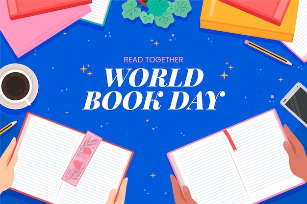 Flat background for world book day celebration