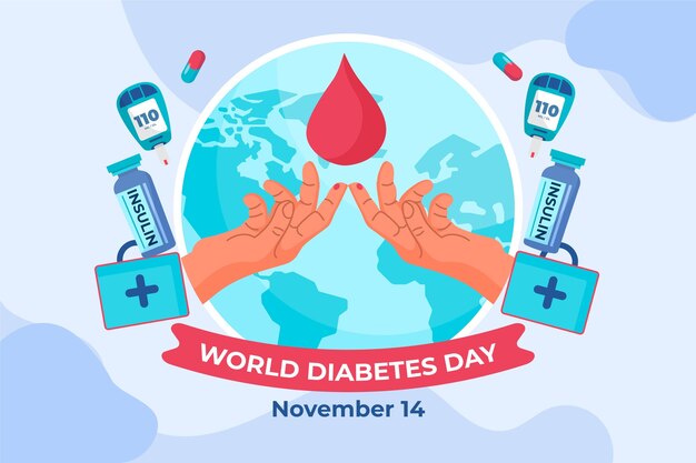 Flat background for world diabetes day awareness