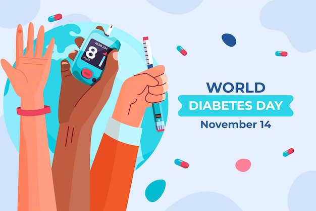 Flat background for world diabetes day awareness