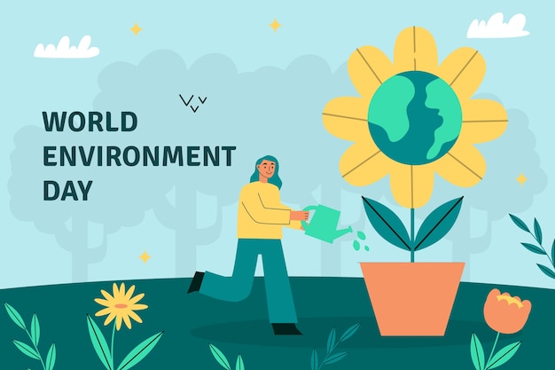 Flat background for world environment day celebration