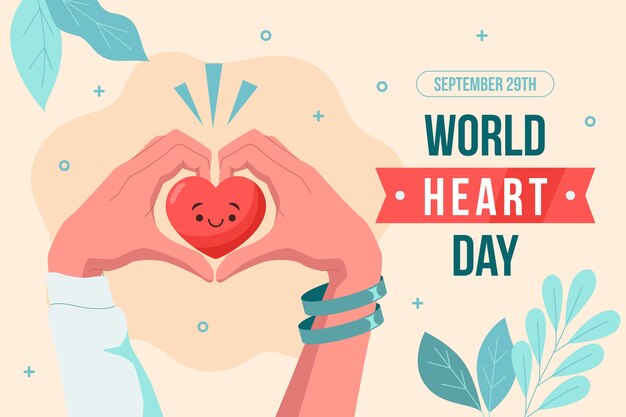 Flat background for world heart day awareness