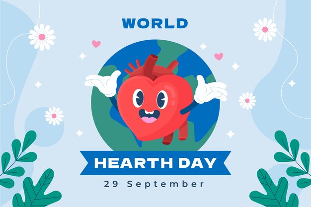 Flat background for world heart day awareness